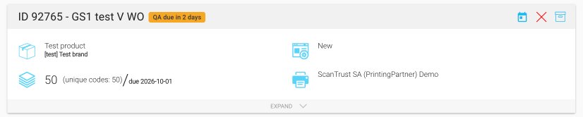 Work order with the at-risk badge 'QA due in 2 days'